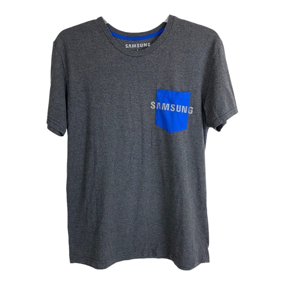 Samsung Womens Shirt Size Large L Gray Pocket Tee Short Sleeve Knit Samsung